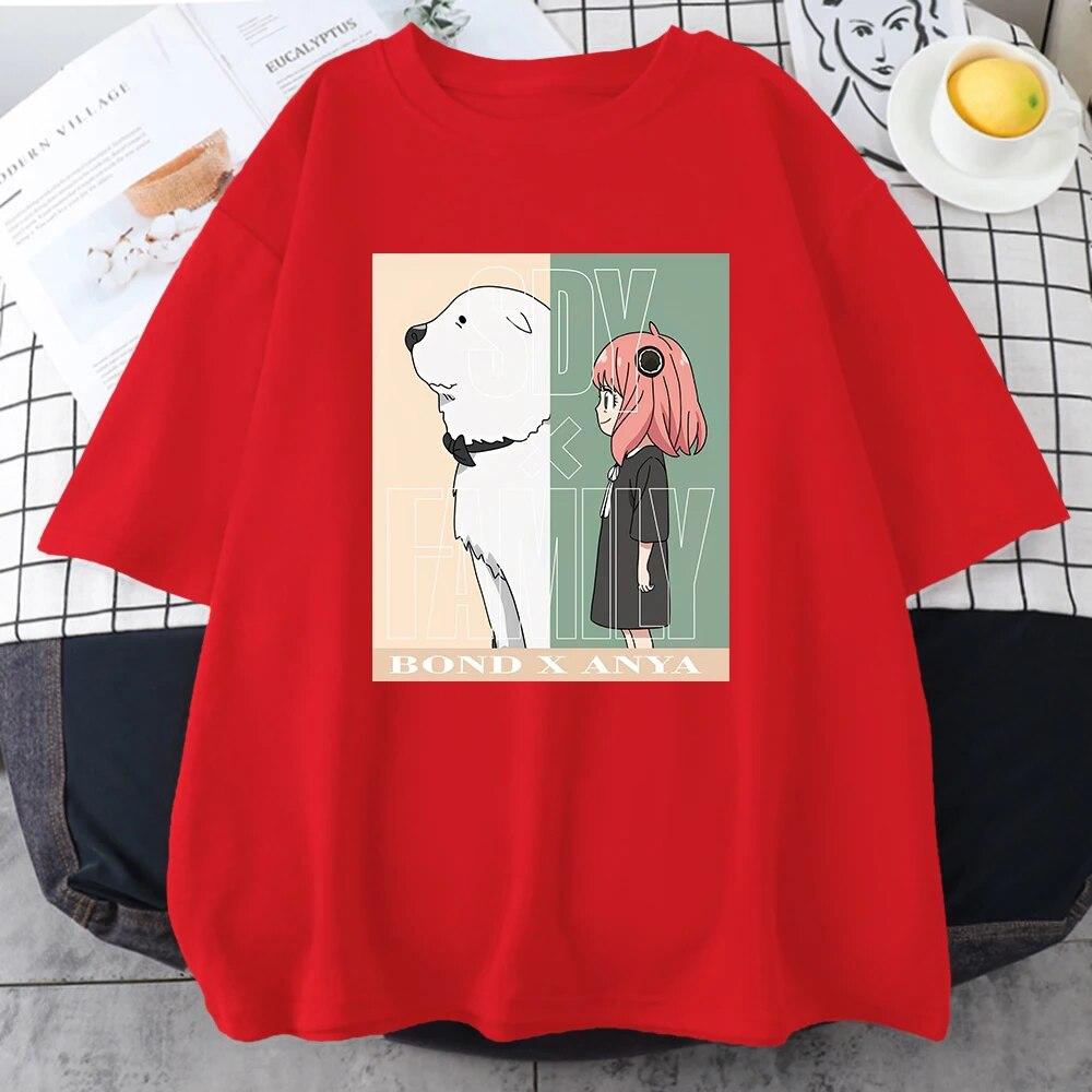 

Spy X Family Bond And Anya Prints Унісекс, бавовна, з короткими рукавами, аніме, повсякденні футболки, креативні топи з круглим вирізом, модні чоловічі футболки 3XL