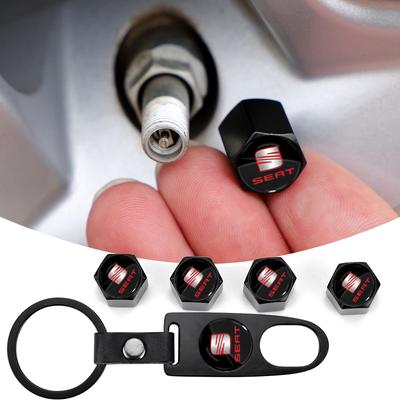 1 Set Bil Däckventilkapslar med Bilmärke Nyckelring Nyckelring Set För Cupra Leon 5f Ibiza 6l 6j Leon 1p Cushion Altea Xl Leon