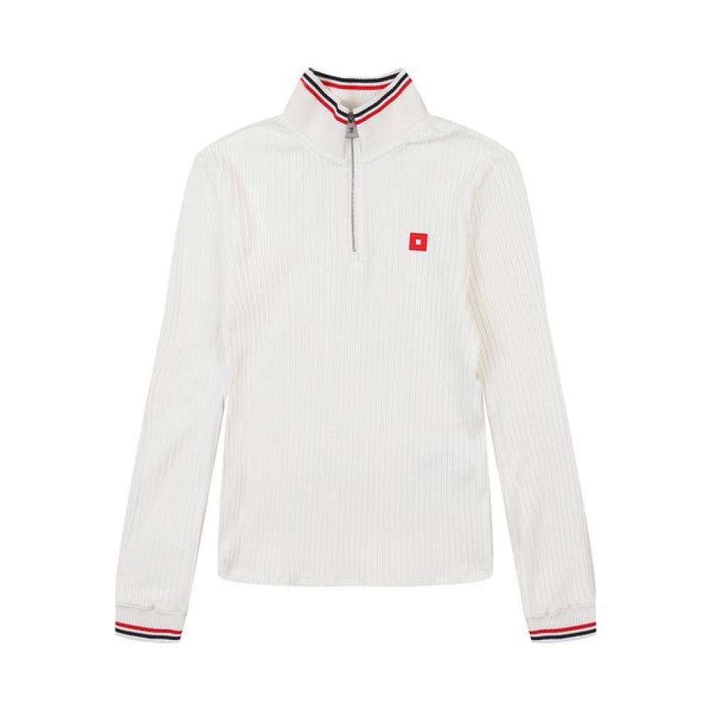 Onoff Women S High Neck Ribbed T ShirT Of9252lb whiTe 40