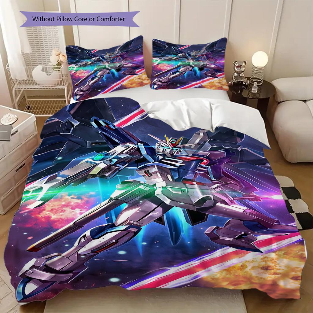 Gundam Robot Print Soft Comfortable Duvet Cover, Children's Bedding Set Gift, Extra Large Size, Various Sizes Available LXR110