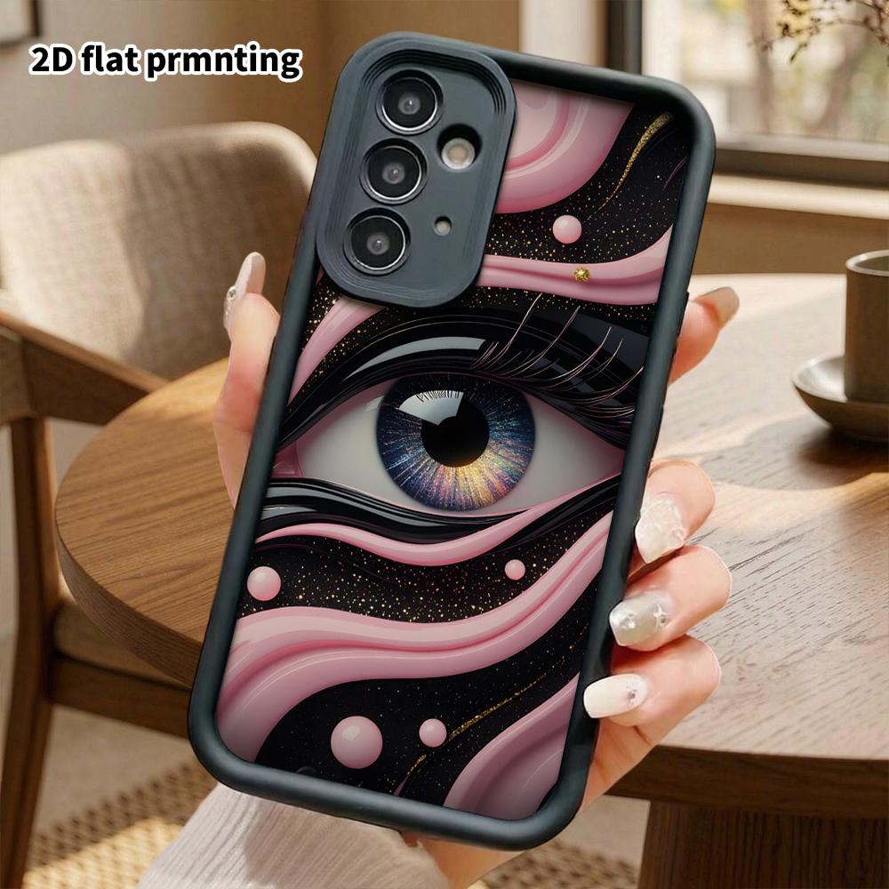 Phone case: 2D flat Samsung Galaxy A34 A35 M05 M06 S20 S22 S21 FE Plus 5G stepped protective case, close-up of eyes, Christmas and Halloween gifts