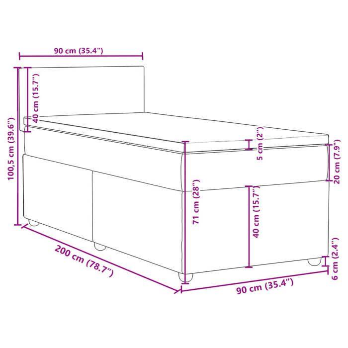 VidaXL Bed Slat Base with Mattress Black 90x200 Cm Fabric 3286558