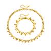 DIEYURO 316L Stainless Steel Gold Beads Thick Chain Necklace Bracelet For Women Girl New Trend Non-fading Jewelry Set