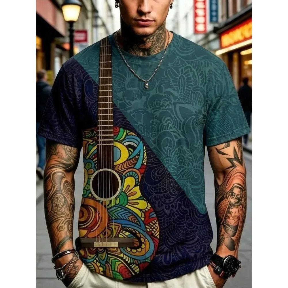 Summer Men's 3D Printed Crew Neck T-Shirt Fashion Versatile Breathable Trend Casual