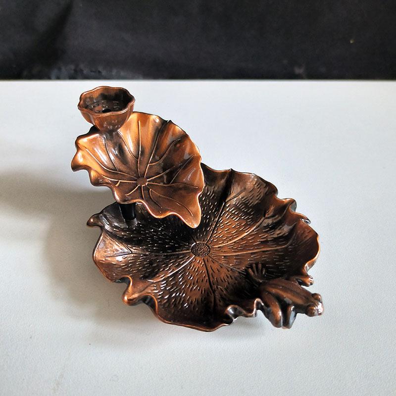 

1x Lotus Pond Backflow Incense Burner Metal Frog Living Room Sandalwood Cone Censer for Home Decor Ornaments