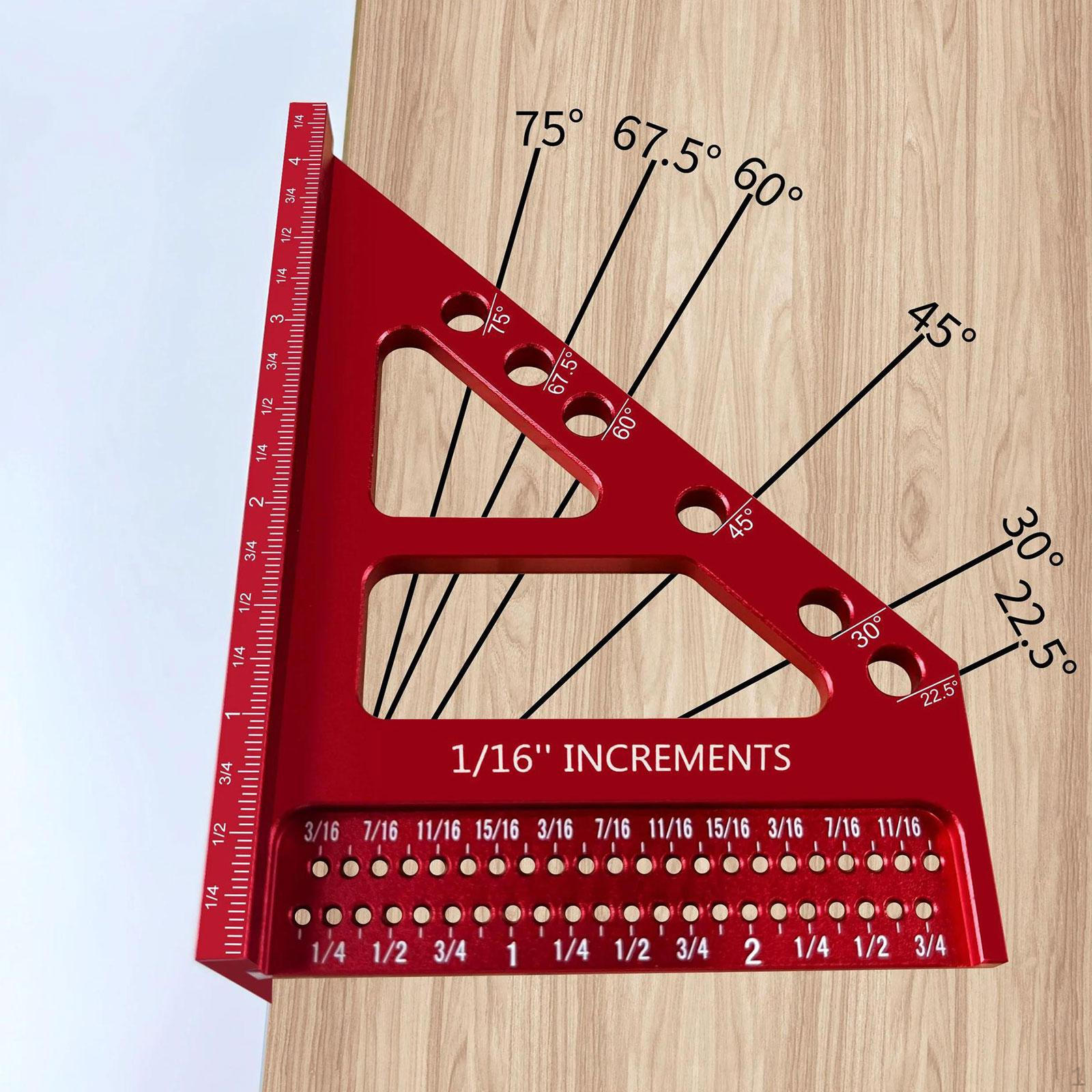 

3D многоугловая измерительная линейка, столярный угольник, алюминиевый сплав, портативные инструменты для деревообработки красный