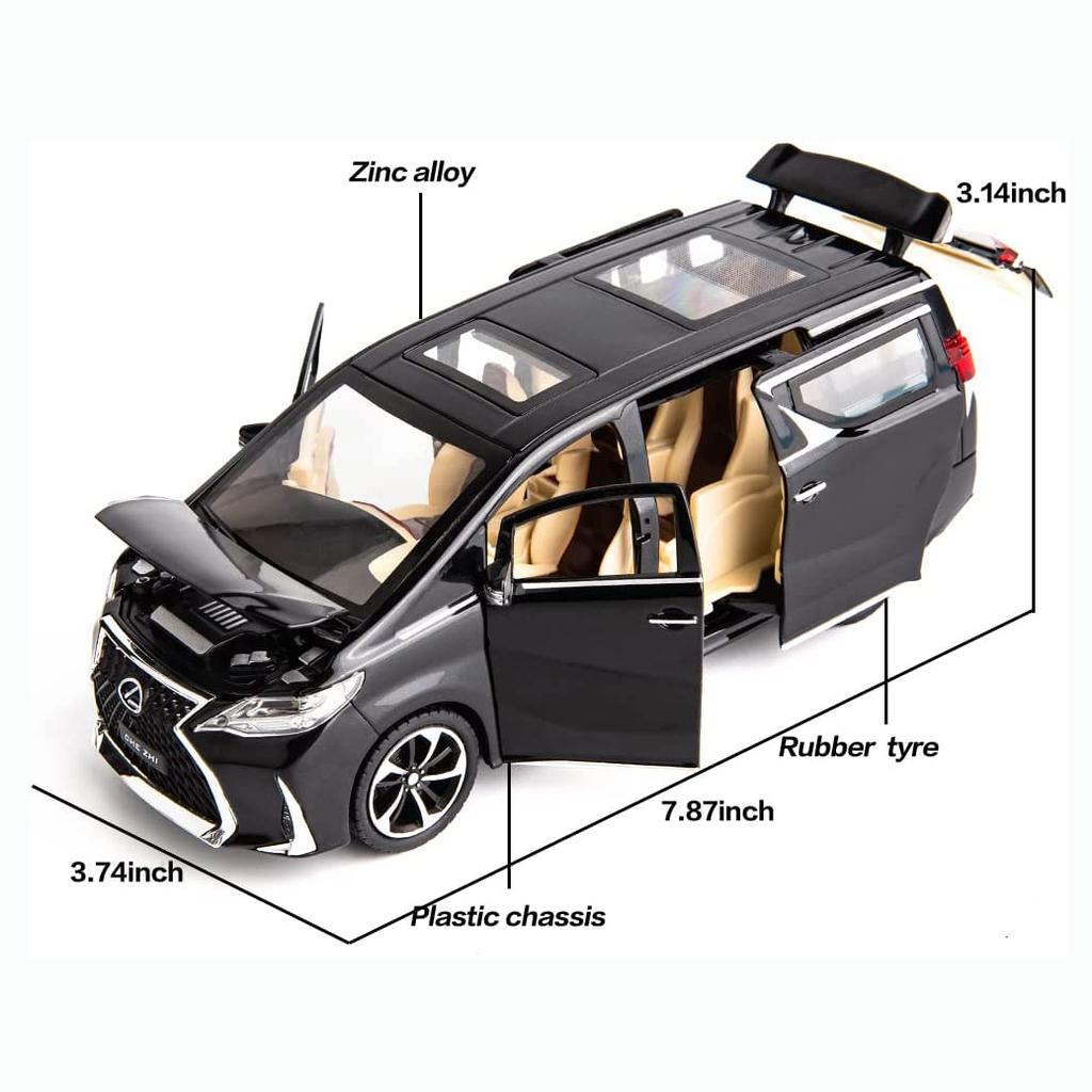 1/24 Scale Lexus LM300 Alloy Diecast Model Car To, Pull Back Metal Vehicle with Light and Sound for Kids Adults Gift Collection