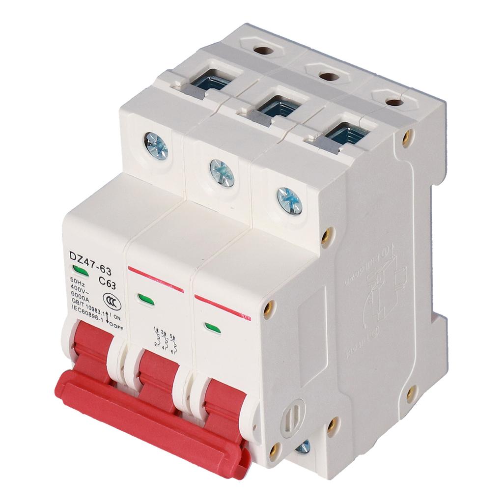 Leitungsschutzschalter Miniatur DIN-Schienenmontage PC-Abdeckung Haushaltsluftschalter AC 400V 3P DZ47?6363A