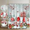 Christmas Claus Gnomes Shower Curtain Enchanted Woodland Elves Santa Snow Xmas Tree Christmas Party Decorations Waterprooffabric