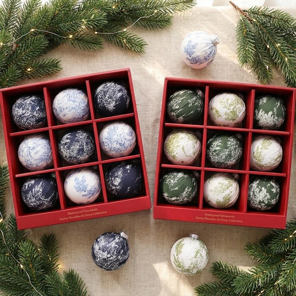 9Pcs Snowflake Painted Christmas Ball Ornaments Snowflake Christmas Ball Home Party Decor