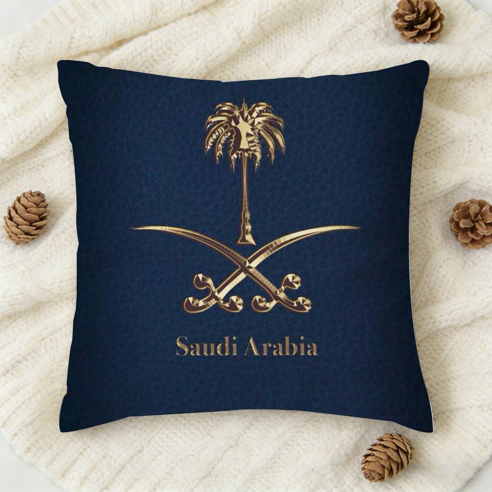 KKingdom Of Saudi Arabia Flag Doublesided Printed Square Decorative Cushion Cover for Sofa Living Room Home Decor