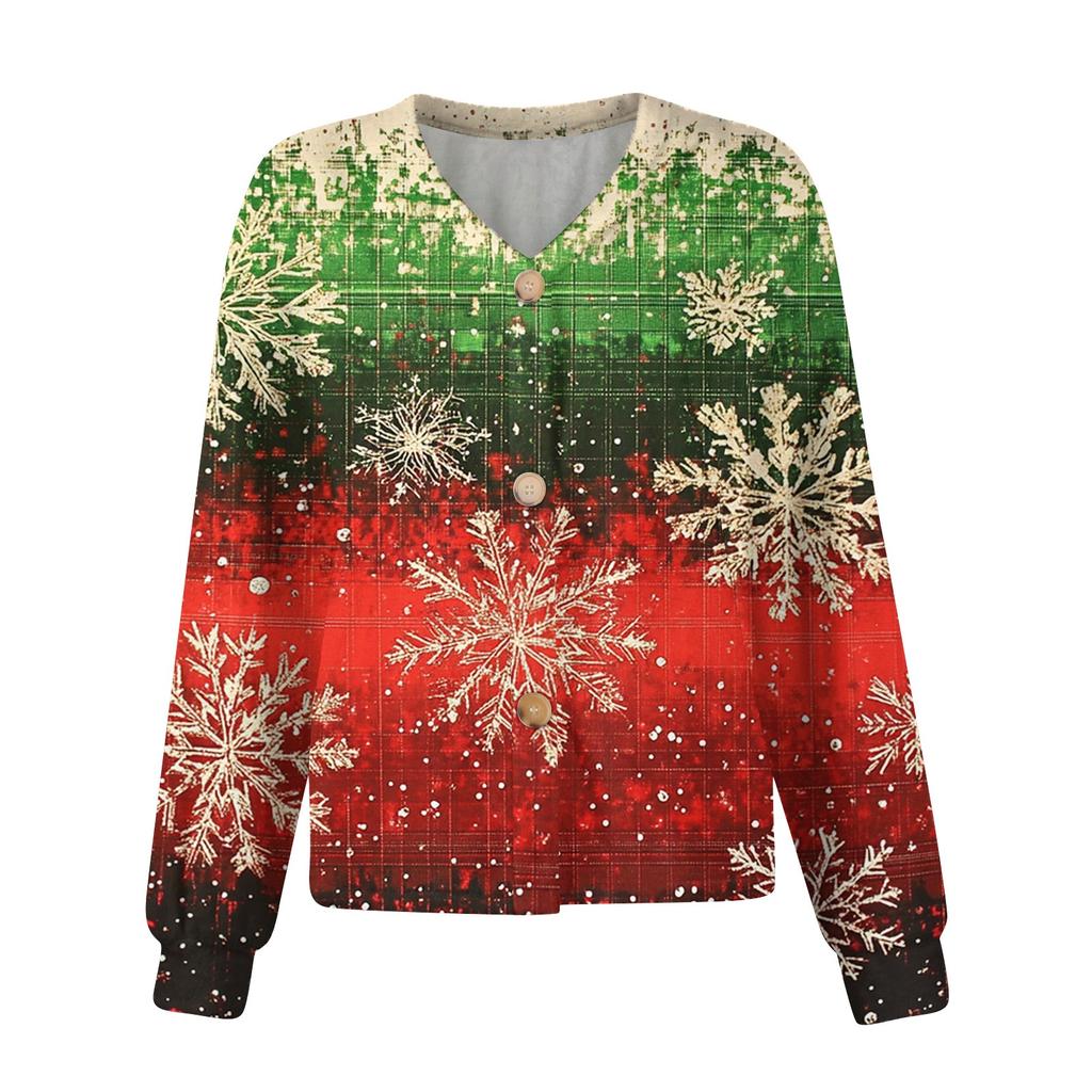 Women's Fashion Short Coat Casual Long Sleeve Printed Single Breasted Plush Top
