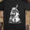 Bluegrass Upright Bass Bear T Shirt Vintage Folk Music Animal Musician Vintage Washed Stretched Homme Breathable Comfortable