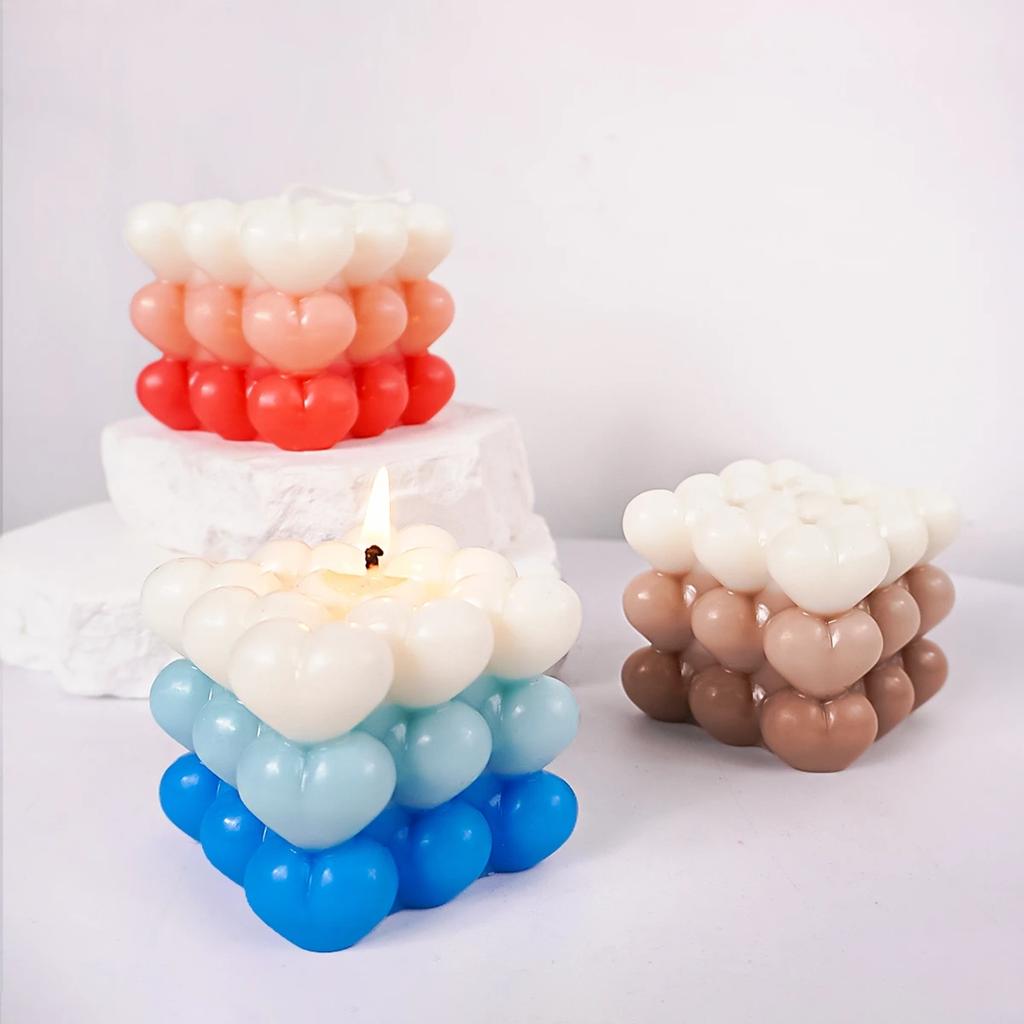 Bubble Candle Molds-Silicone Mold for Candles Making,DIY 3D Moulds for Soy Wax,Beeswax,Scented Candle,Day Gifts (Heart Bubble)