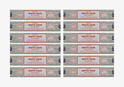 Grenadine Boutique - SATYA White Sage Incense - Pack of 12 Boxes of 15g Approximately 144 Sticks
