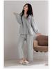 Three-layer Women's Winter Pajamas Set: Warm Long Sleeve Top & Pants in Casual Sporty Style for Autumn/Winter.