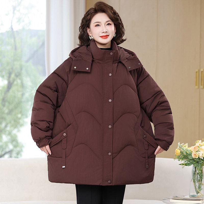 

Extra Large Down Cotton Jacket 2025 - Plus Size Winter Coat for Middle-Aged Women 3XL