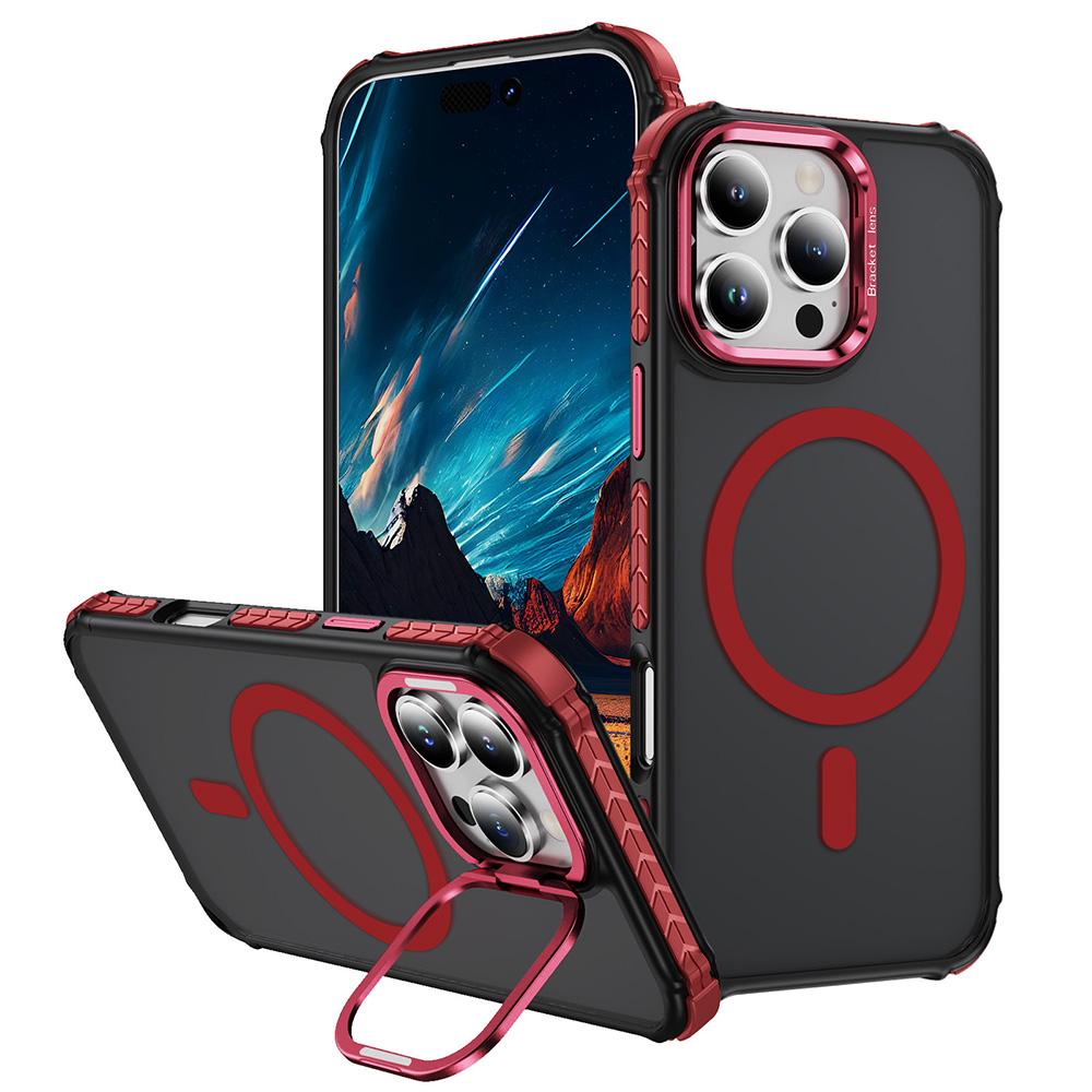 For iPhone 16 Pro Case with Lens Kickstand Matte Back Cover Compatible with MagSafe