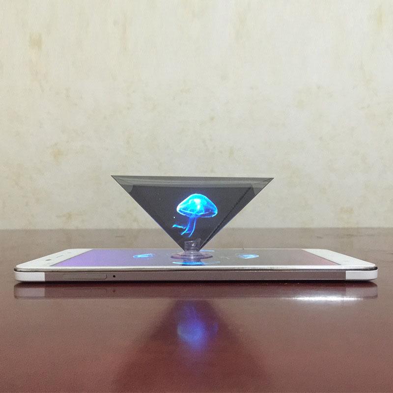 Mini Proiettore Olografico 3D A Ventola LED – Display Trasparente 14 Cm, Con App E Orologio, Perfetto Per Halloween E Natale