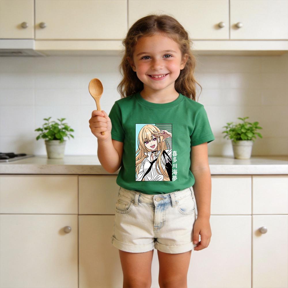 Cotton Kids T Shirt My Dress Up Darling Marin Kitagawa Anime Print Short Sleeve Tee for Boys Girls Summer Clothes