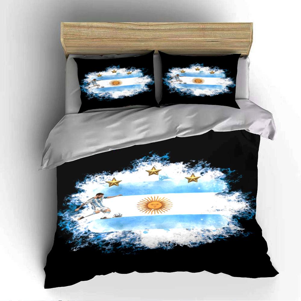 Argentina Football Bedding Set Black Bedding set (1 duvet cover, 2 pillowcases, duvet not included)
