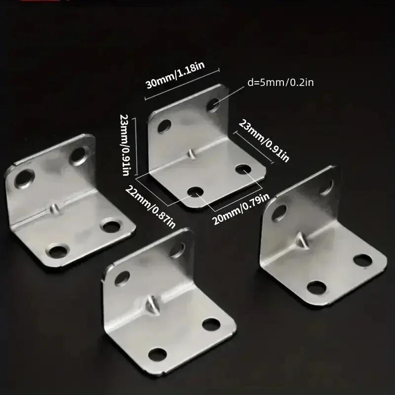 New 20pcs Stainless Steel Corner Bracket 90 Degree Right Angle Fixed L Bracket for Wood Furniture Cabinet Connector Accessories