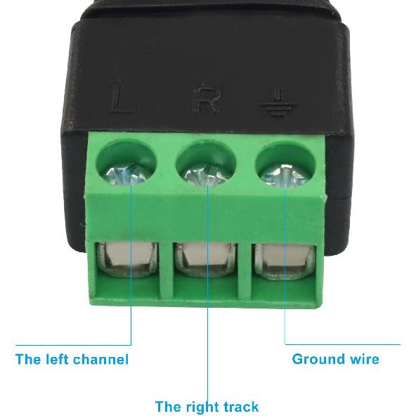 5 Pack TS Mono Male to 3 Pin Screw Terminal AUX Headphone Balun Connector, 3.5mm Audio Connector Solder Free Plug for Microphone