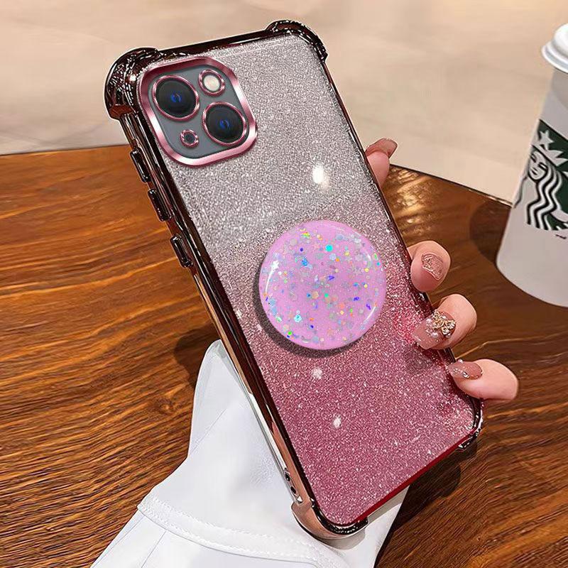 

Роскошный противоударный блестящий держатель для силиконового кольца чехол для Tecno Spark Go 1 20 10 pro с подставкой-держателем Spark go 1&Case & Holder розовый