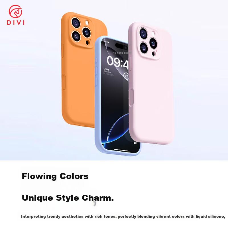 DIVI Zero-Feel Liquid Silicone Case for iPhone 15 Pro, Full-Cover Shockproof, Anti-Scratch, Skin-Friendly, Ultra-Thin Pink
