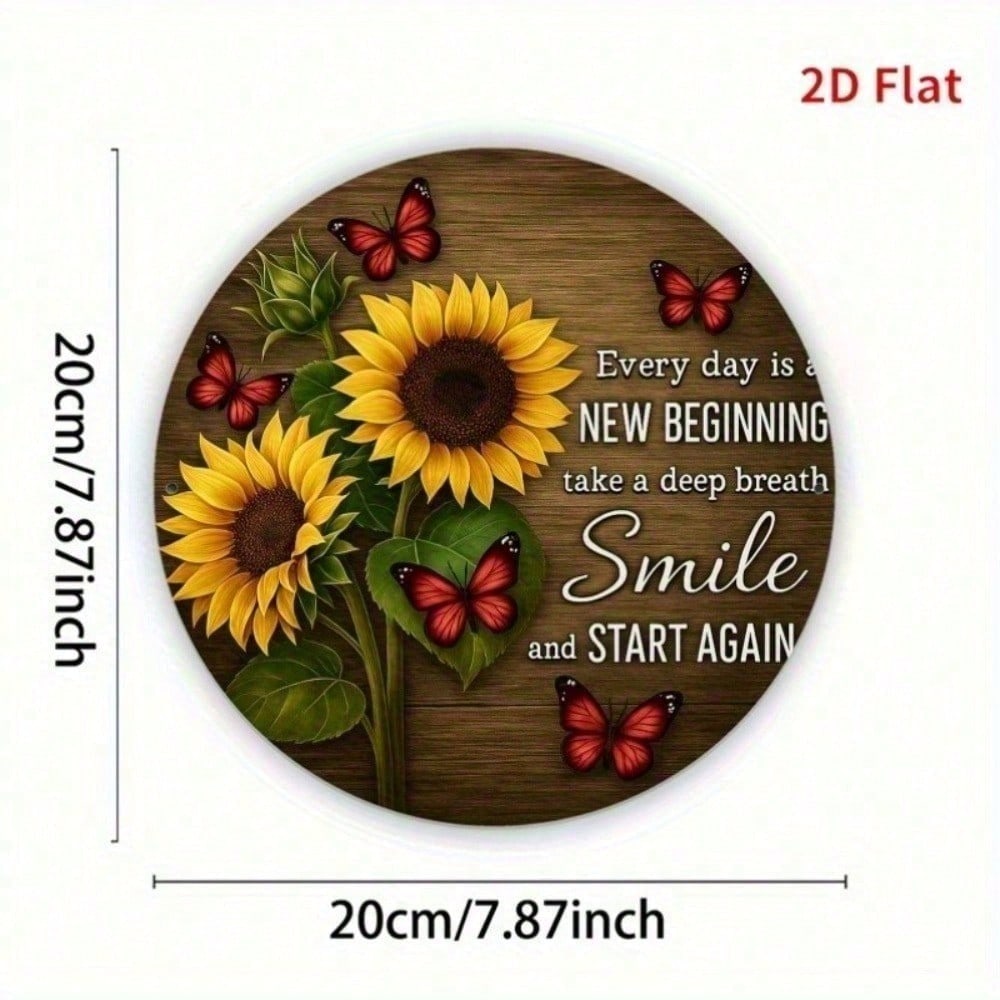 

Retro Sunflower Metal Wall Art Vintage Round Tin Sign 8x8 Inch Rustic Home Decor for Farmhouse Bar Cafe Garage разноцветный