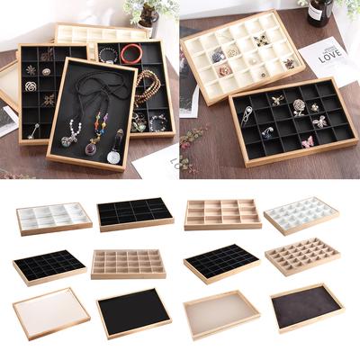 Bamboo Wood Jewelry Display Stand for Pendant Necklace  White 12 Grids
