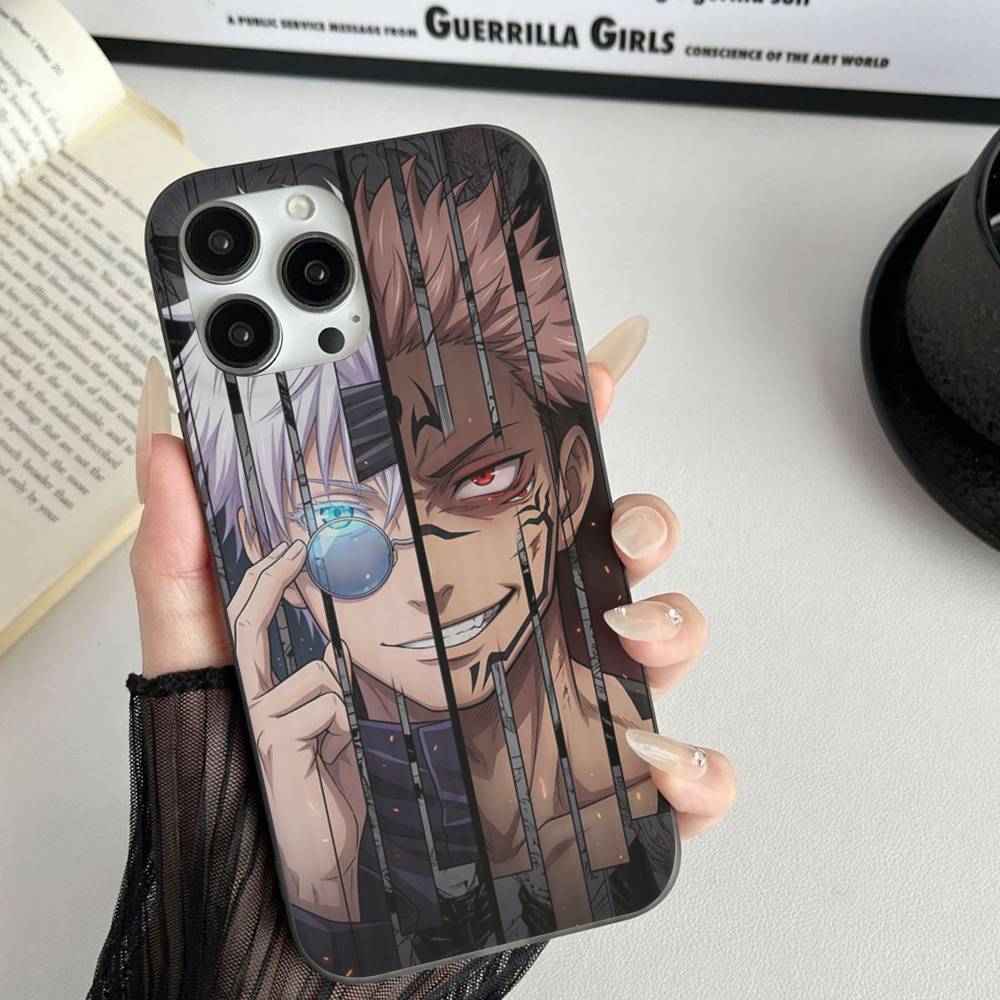 Übernatürliches Anime Jujutsu Kaisen Für Telefon 17 16 15 14 13 12 11 Pro Max Plus Pro Air Handyhülle Wellenförmige Streifen Rückseite