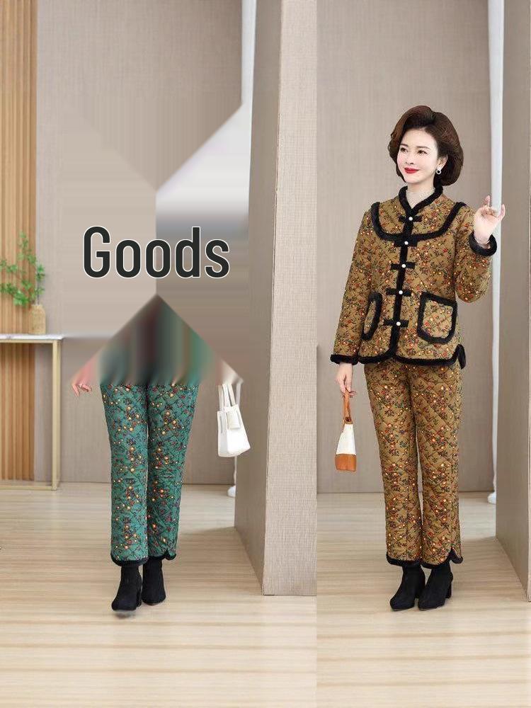 

Стильный и теплый стеганый комплект из двух предметов для пожилых людей - Осенне-зимняя коллекция 2XL