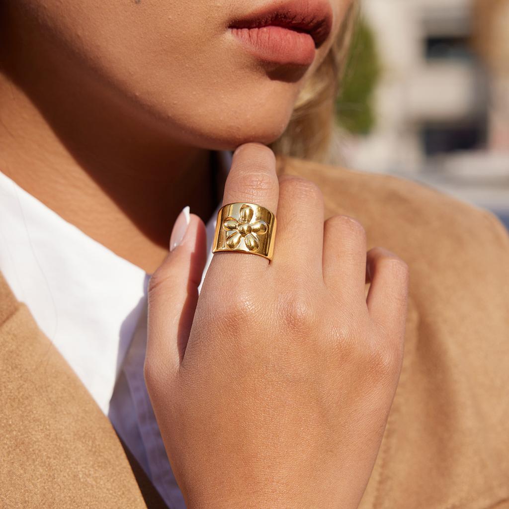 Leichter Luxus hochwertiger Blumenring nicht verblassend Schmuckring Schmuck Damen