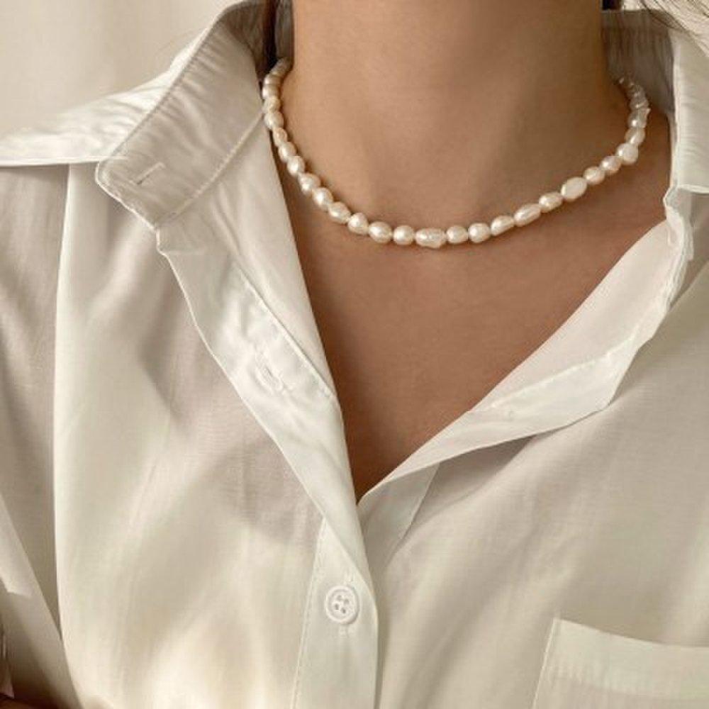 Ugly Freshwater Pearl Toggle Bar Pearl Ball 925 Silver Necklace