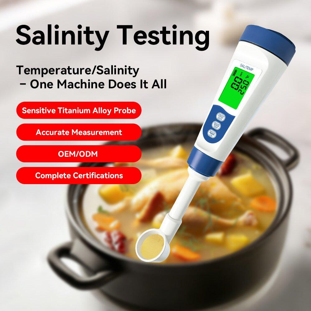 Heat Resistant 99℃ Salinity Temperature Meter Food Grade Salt Level Tester for Cooking KS01