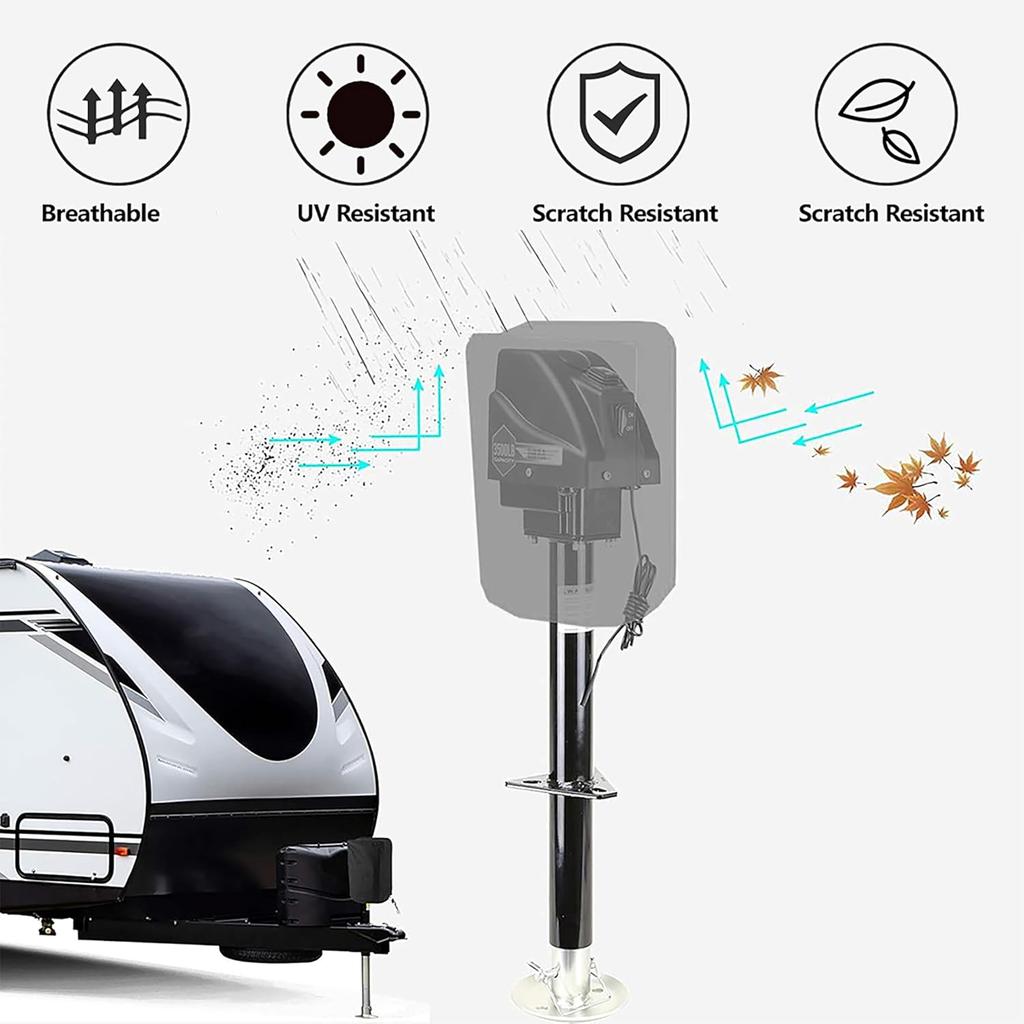 Waterproof Electric Tongue Jack Cover Oxford RV Universal Camper Power Trailer Jack Protector RV Parts RV Accessories,10Lx5Wx18H