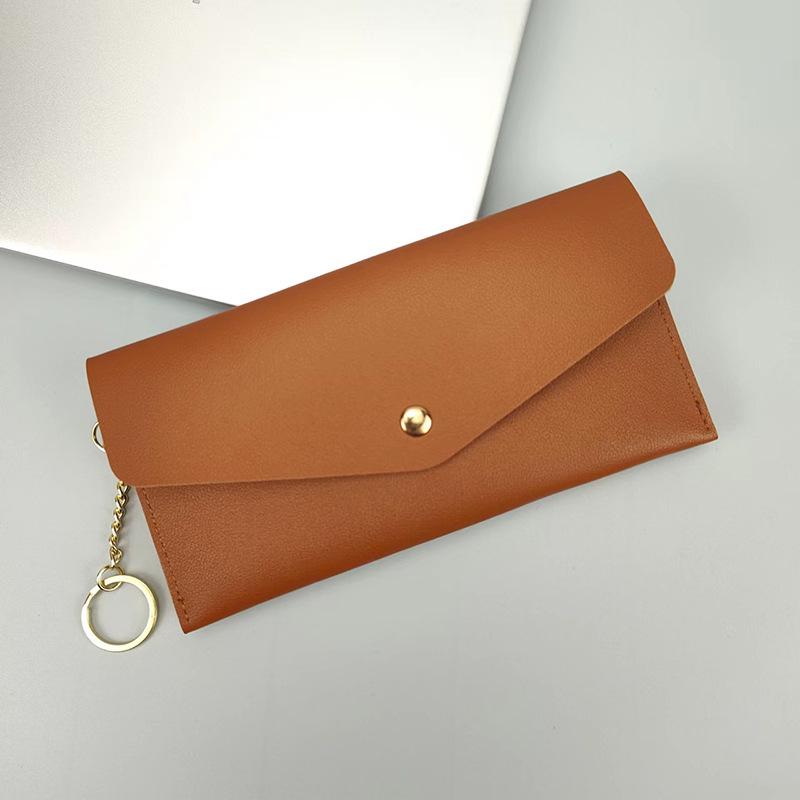 Women's Versatile Clutch Wallet: Portable, Stylish, Solid Color, Snap Button, Multiple Card Slots, Phone Holder.