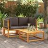 Vidaxl Garden Corner Sofas With Cushions, 2 Pcs, Acacia Wood