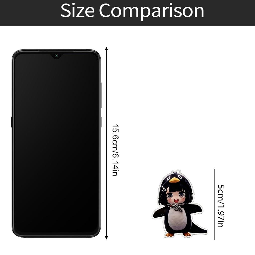 Acrylic Keychain with Fun Expression Design - Cute Penguin Bag Charm for Backpack Purse
