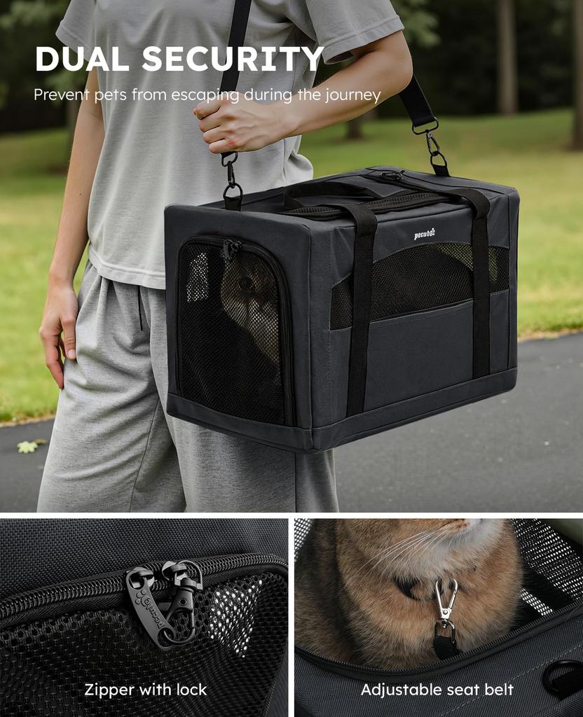 Pecute Pet Cat Carrier Shoulder Bag for Small and Small Foldable Ideal for Hospital Disaster and Dark Gray Carrier, Bag, Handbag, Cats, Rabbits, Dogs,