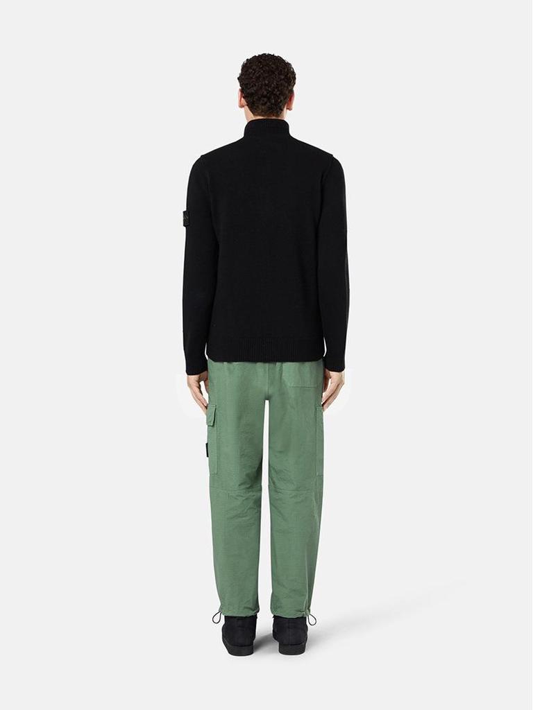 Stone Island Nowy Jesienno-Zimowy Wełniany Sweter Pulower z Półzamkiem i Wysokim Dekoltem