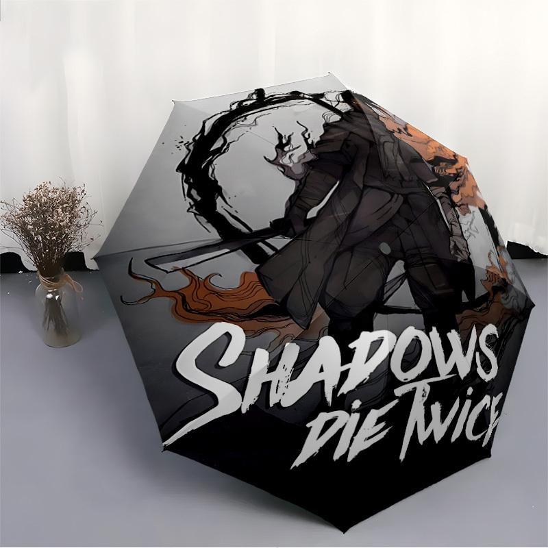 1pc Sekiro Shadows Automatic Umbrella 8 Rib Portable Folding Black Iron Frame for Outdoor, Beach, Travel, Beach Umbrella 215