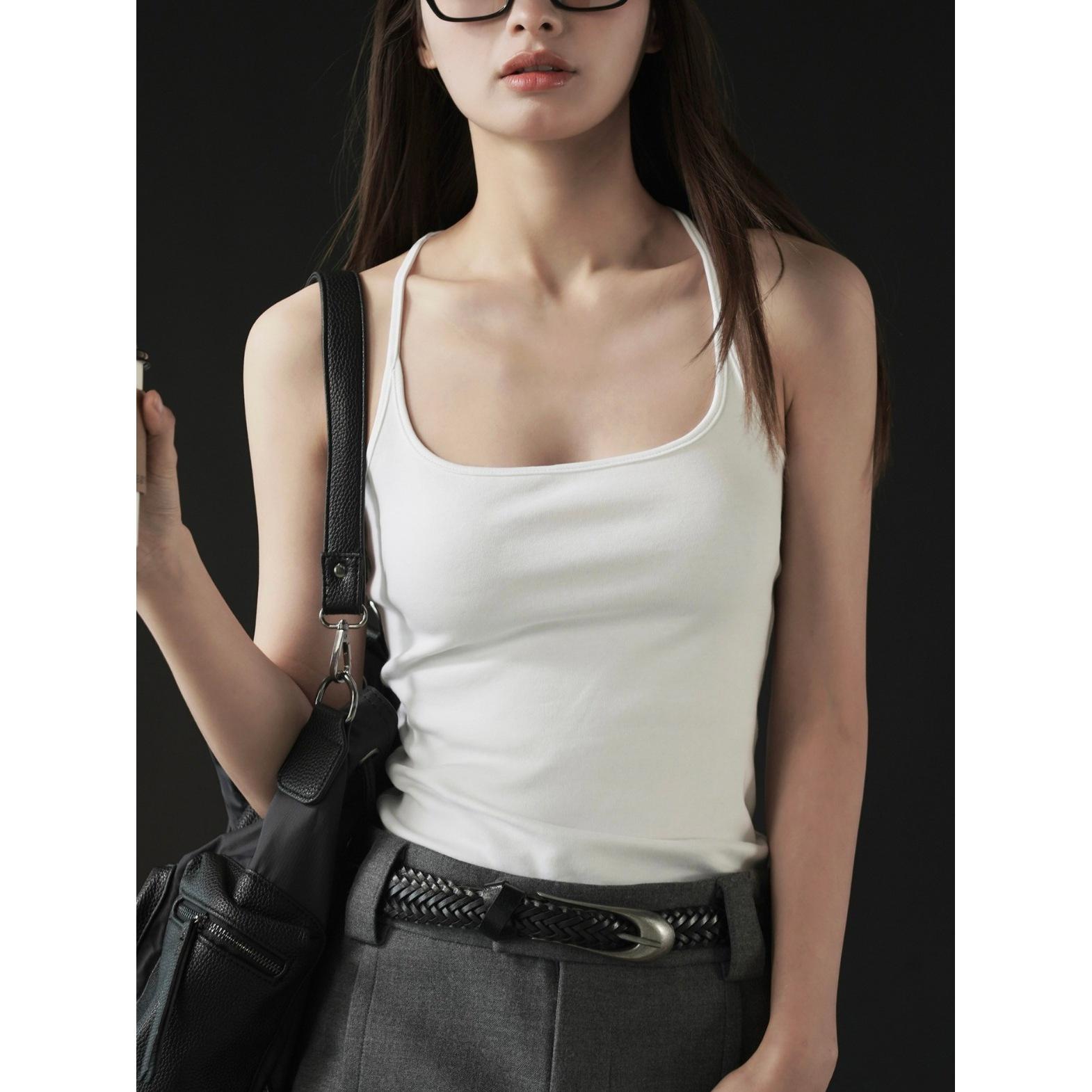 

Johnature женские летние обтягивающие топы без рукавов в американском стиле ретро для малышек телесного цвета, удобные для кожи, повседневные топы без рукавов M белый