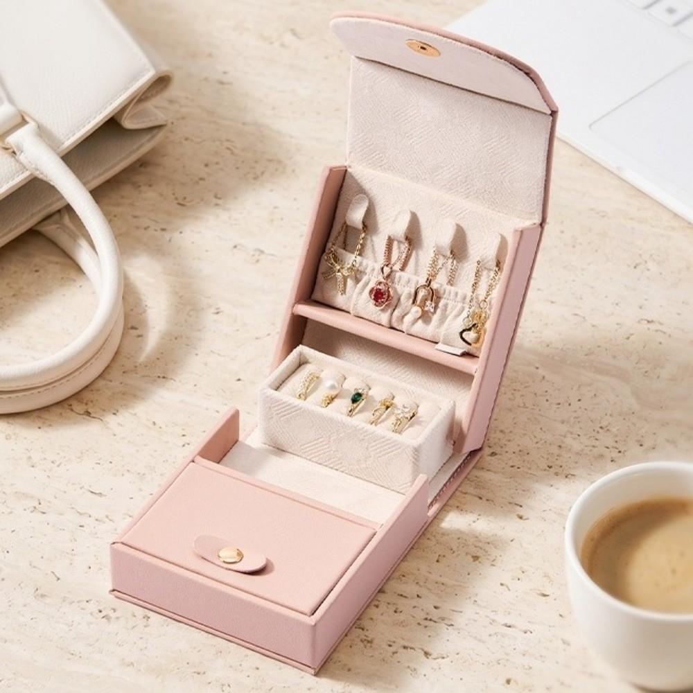 Large Capacity Jewelry Case Pure Color Necklace Organizer Jewelry Storage Box  for Home