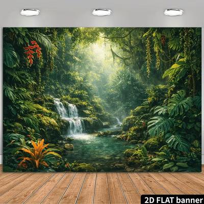 2D Wild Rainforest Water Creek Nature Landscape Photo Backdrop Banner