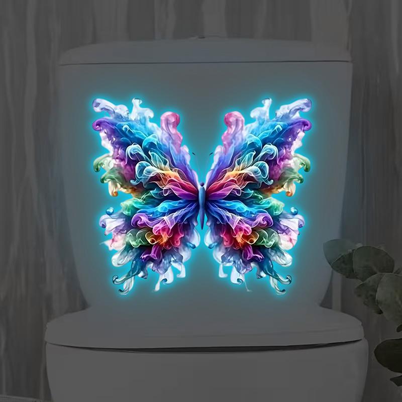 Luminous Colorful Butterfly Wall Sticker, Glow-In-The-Dark Toilet Sticker, Self-Adhesive And Waterproof, A Great Home Decor