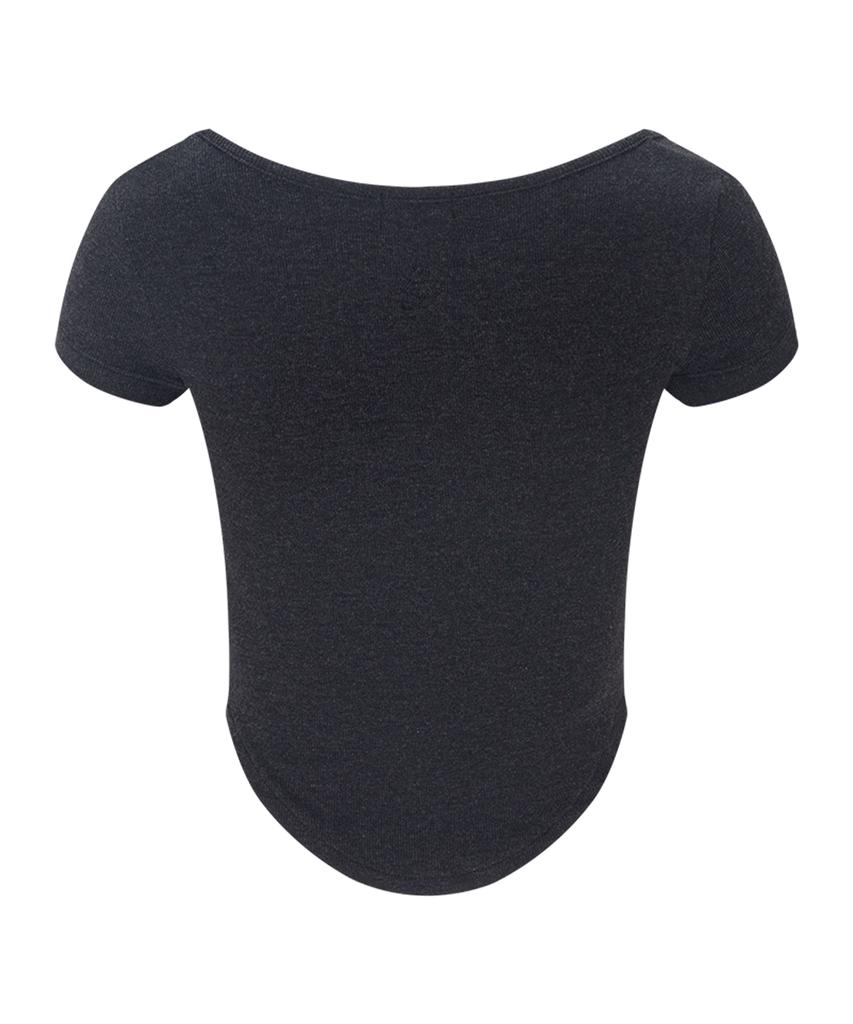 Peullijeunopallou Kaya Button Shirring Short Sleeve Top (Melange Black)