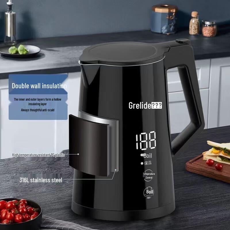 HWD Glider D3815E 316 Stainless Steel Electric Kettle with Digital Keep Warm CN plug (adapter included)