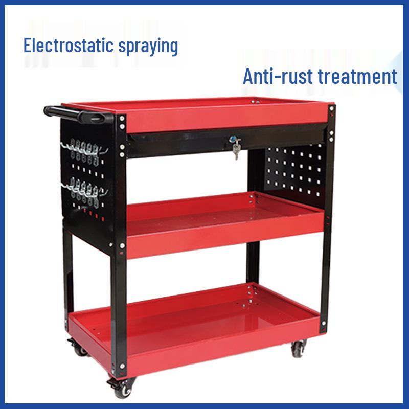 Compact Three-Layer Mobile Tool Cart for Auto Repair and Storage